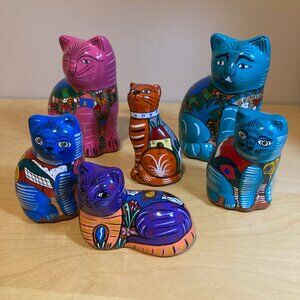 6 Group Talavera Cats and Kittens